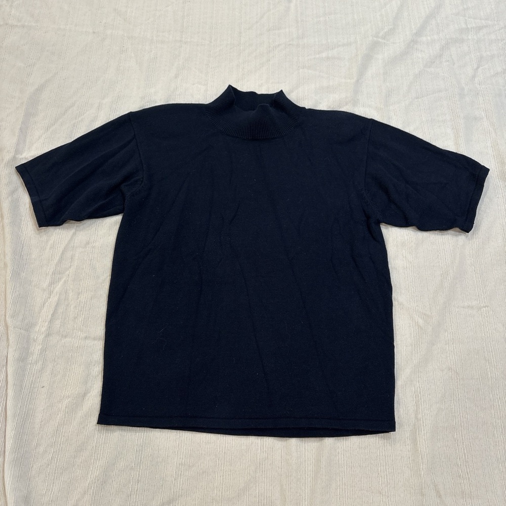 Vintage Navy Short Sleeved Turtleneck